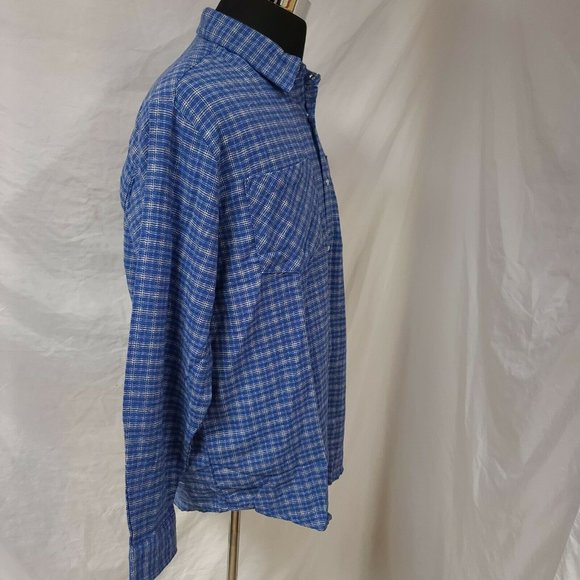 Vtg Haband Casual Joe Mens Large Blue Plaid Pearl Snap Long Sleeve Flannel Shirt - Picture 10 of 11